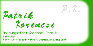 patrik korencsi business card
